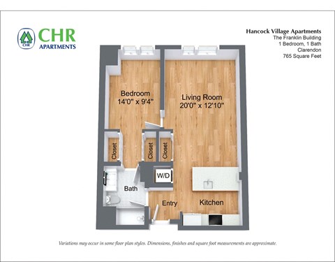 a floor plan of a unit with a bedroom and a living room